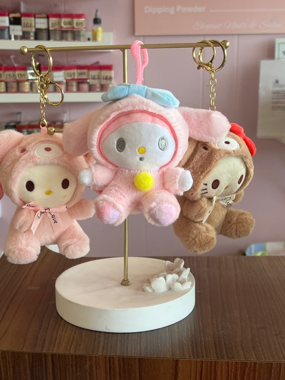 Sanrio Plush Keychain Trio - Pink & Brown Characters